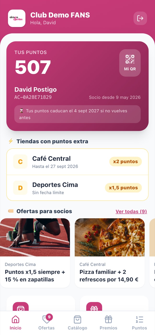 Club del socio en el móvil