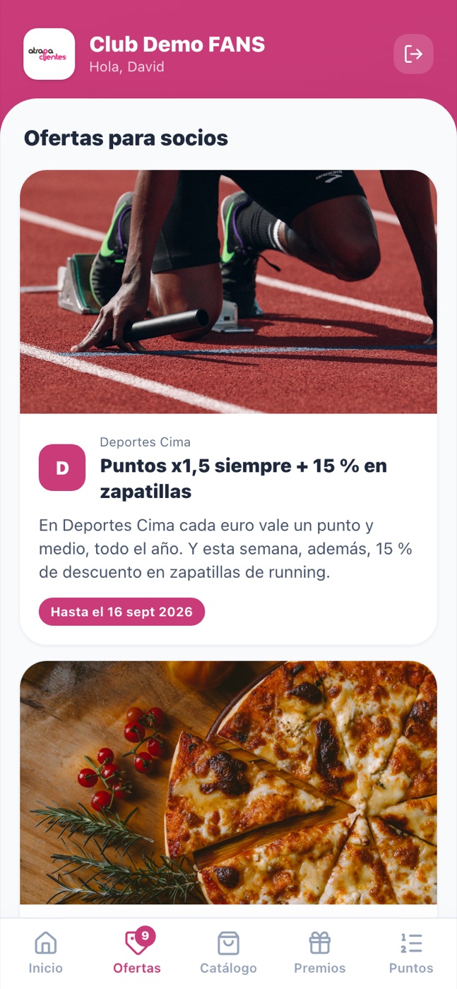Muro de ofertas para socios